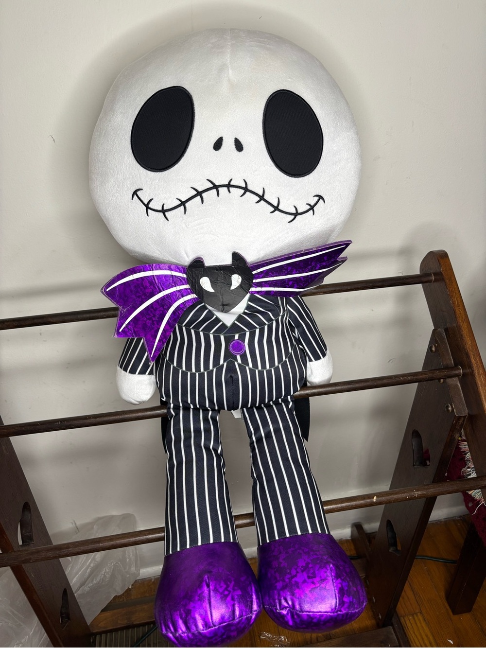 Jack Skellington Nightmare Before Christmas Jumbo Disney Plush 32" Purple Bow